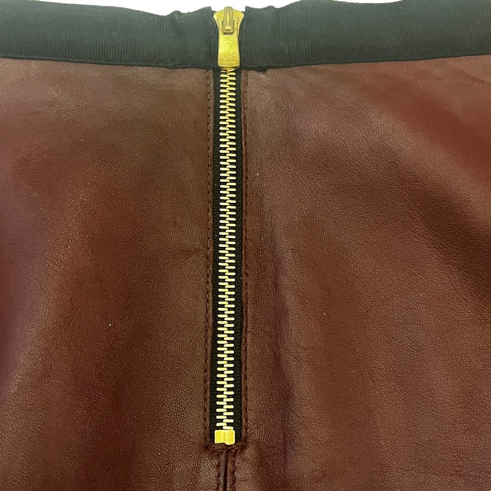 Gorgeous! Sandro Reddish Brown Lambskin Leather Skirt with pockets Sz 2 … - Picture 7 of 11